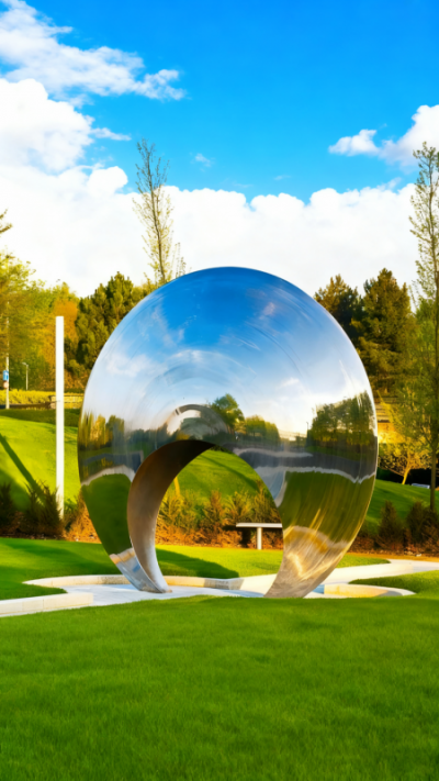 镜面不锈钢异形圆环雕塑