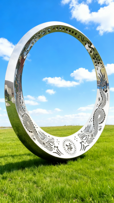 镂空不锈钢镜面圆环可发光