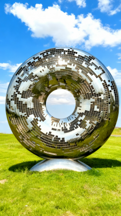 镂空不锈钢镜面圆环雕塑