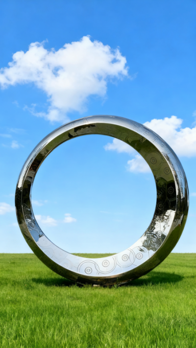 镜面不锈钢圆环景观雕塑