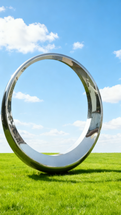 镜面不锈钢月牙圆环雕塑