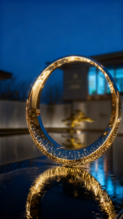 镂空不锈钢发光圆环雕塑