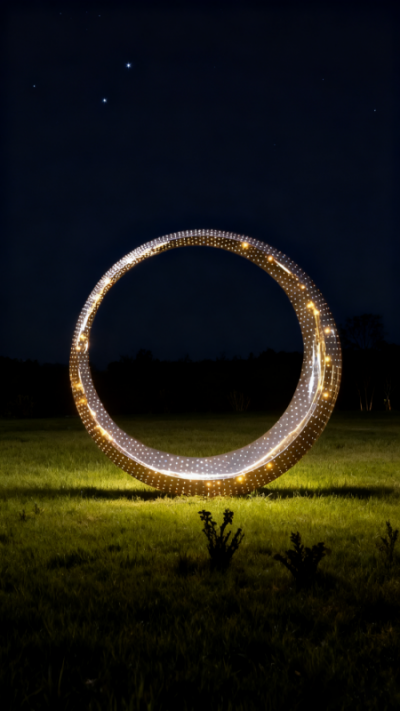 镂空不锈钢发光圆环雕塑